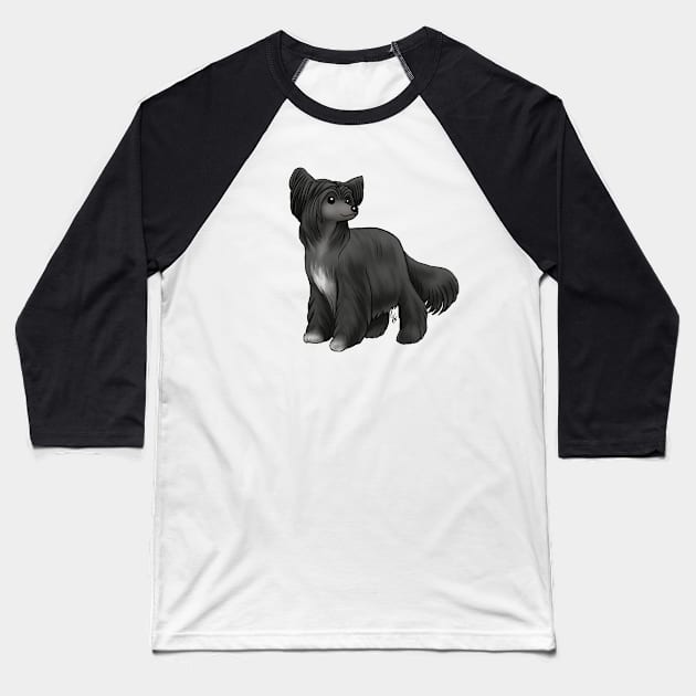 Dog - Chinese Crested - Powderpuff - Black Baseball T-Shirt by Jen's Dogs Custom Gifts and Designs